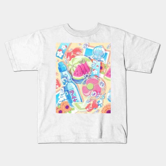 The pastel set of the Japanese summer food and drinks Kids T-Shirt by AnGo